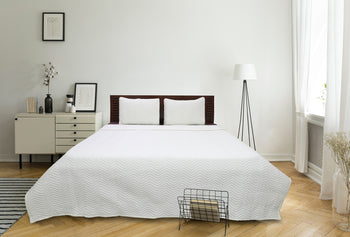 Solid Sateen Ivory Cotton Quilt Set